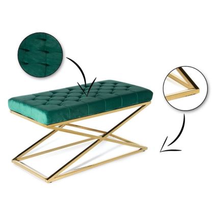 Tikattu penkki SALIBA 50x97 cm kulta/vihreä