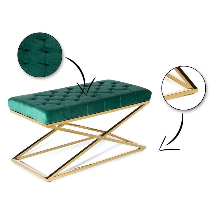Tikattu penkki SALIBA 50x97 cm kulta/vihreä