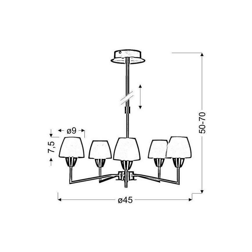 TOGO kattovalaisin varrella 5xG9/40W/230V mattakromi/valkoinen