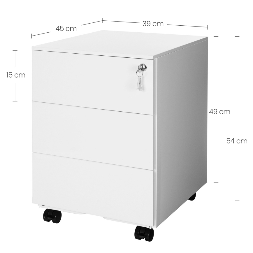 Toimistopyörällinen laatikosto SECURIO, valkoinen