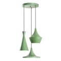 TOM-riippuvalaisin vaijerikiinnityksellä 3xE27/40W/230V, vihreä