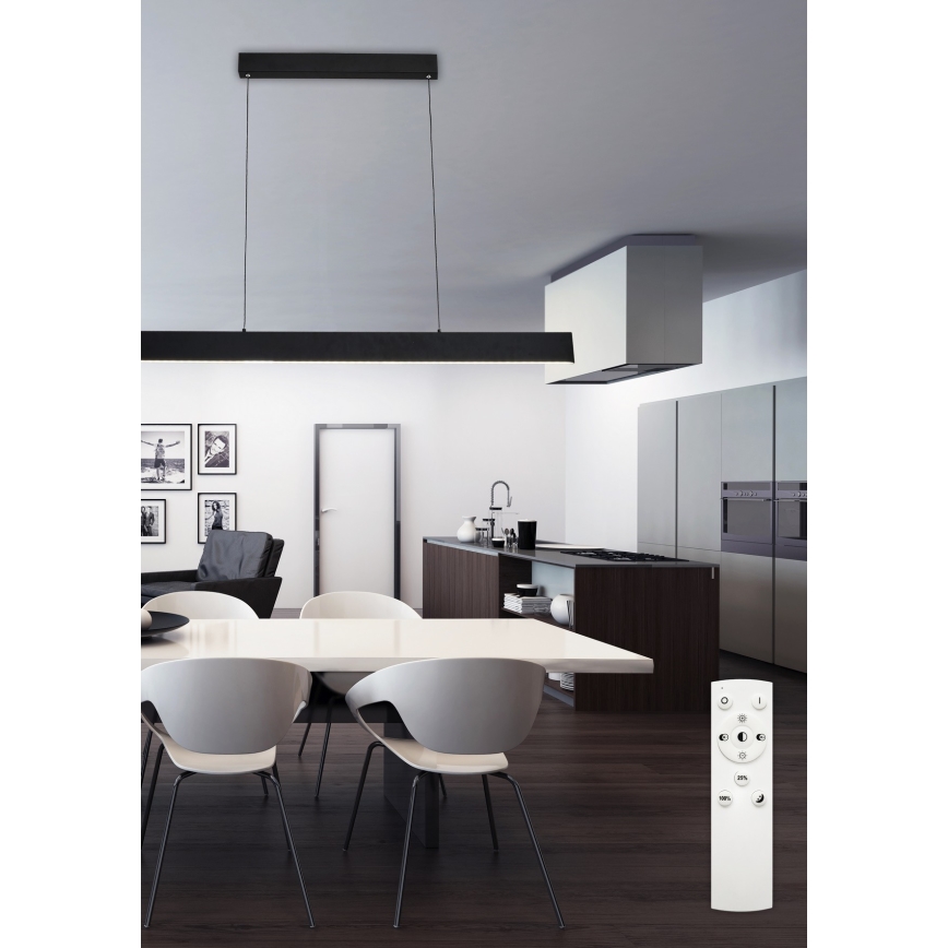 Top Light - Himmennettävä LED-kattokruunu johdossa LINE LED/30W/230V musta + kauko-ohjaus