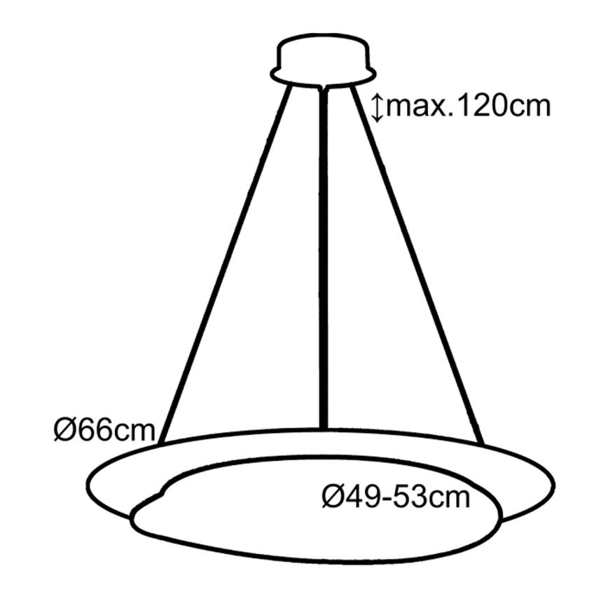 Top Light - Himmennettävä LED-kattokruunu johdossa STONE LED/51W/230V 3000-6500K + kauko-ohjaus