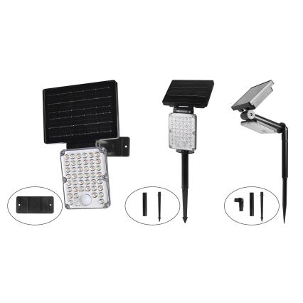 Top Light - LED-aurinkovalaisin 3-in-1-anturilla ZENITH LED/10W/3,7V 3000/4000/6500K IP54 2400 mAh
