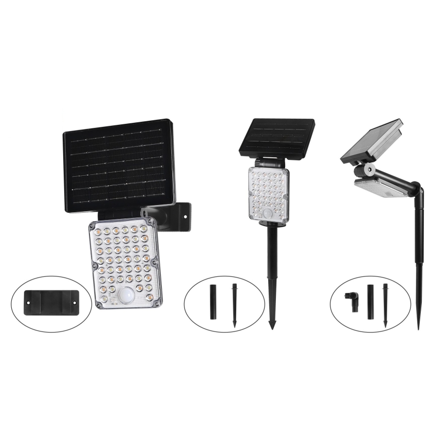 Top Light - LED-aurinkovalaisin 3-in-1-anturilla ZENITH LED/10W/3,7V 3000/4000/6500K IP54 2400 mAh