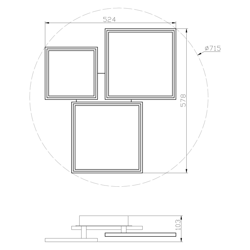 Top Light - LED-himmennyskattokruunu MERKUR LED/50W/230V 3000-6500K musta + kauko-ohjaus
