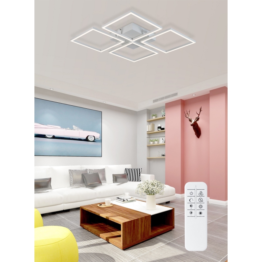 Top Light - LED-himmennyskattokruunu RIVIERA 4xLED/16,25W/230V kulmikas valkoinen + kauko-ohjaus