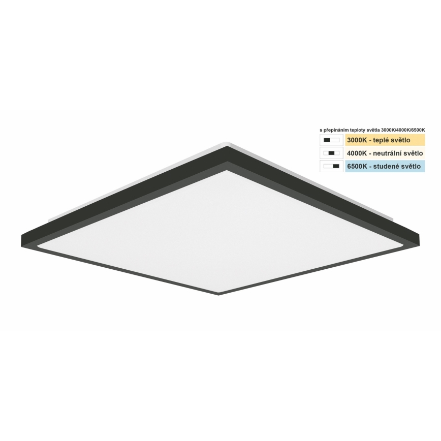 Top Light - LED-kattovalaisin kylpyhuoneeseen ONYX LED/24W/230V IP44 3000/4000/6500K 38x38 cm musta
