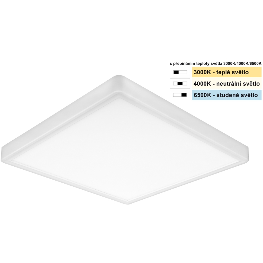Top Light - LED-kattovalaisin REVIT LED/24W/230V 3000/4000/6500K 30x30 cm valkoinen