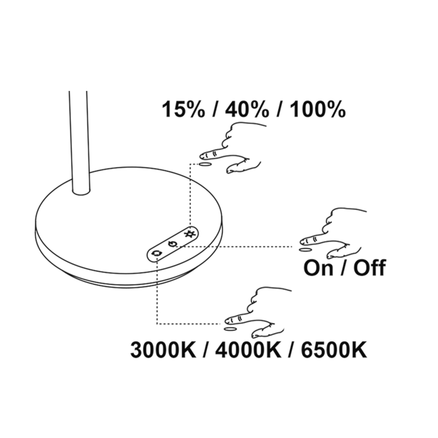 Top Light - LED himmennettävä kosketuksella ohjattava pöytävalaisin BELLA LED/4,8W/5V 3000/4000/6500K valkoinen