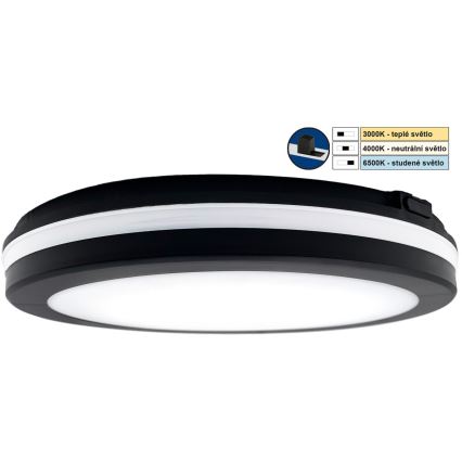 Top Light - LED-kylpyhuoneen valo COMET LED/24W/230V 3000/4000/6500K IP54 halkaisija 30 cm musta