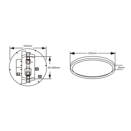 Top Light - REVIT LED kattovalaisin liiketunnistimella, 9/12/18W, 230V, 3000/4000/6500K, halkaisija 23 cm, valkoinen