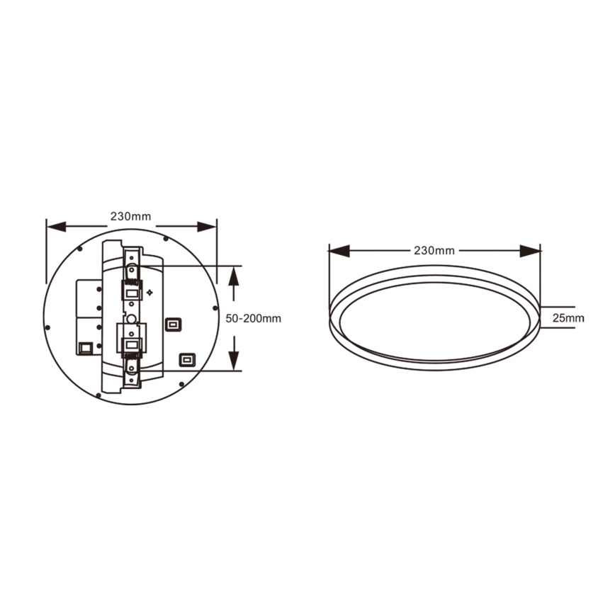 Top Light - REVIT LED kattovalaisin liiketunnistimella, 9/12/18W, 230V, 3000/4000/6500K, halkaisija 23 cm, valkoinen