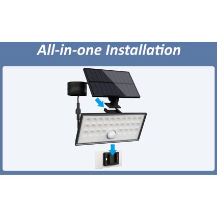 Top Light - LED Solar seinä valonheitin anturilla HELEON VARIO LED/8W/3,7V IP65 4000K 2200 mAh + kauko-ohjaus