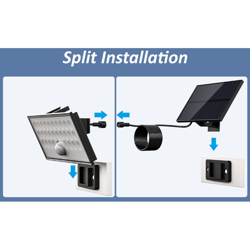 Top Light - LED Solar seinä valonheitin anturilla HELEON VARIO LED/8W/3,7V IP65 4000K 2200 mAh + kauko-ohjaus