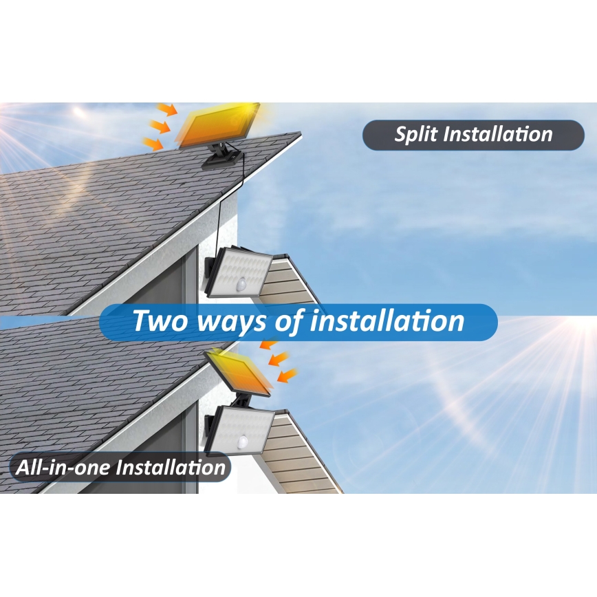 Top Light - LED Solar seinä valonheitin anturilla HELEON VARIO LED/8W/3,7V IP65 4000K 2200 mAh + kauko-ohjaus