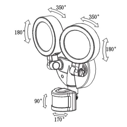Top Light Tarraco C PIR - LED-valonheitin anturilla TARRACO 2xLED/20W/230V IP65