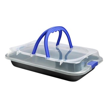 TORO paistovuoka kannella 42x3,8x29 cm musta/sininen