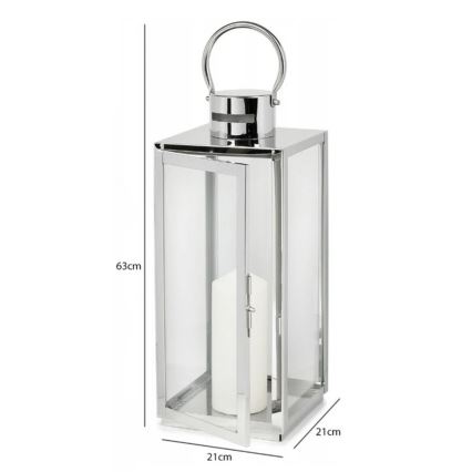 TOWER-koristelyhty, 63 cm, kiiltävä kromi