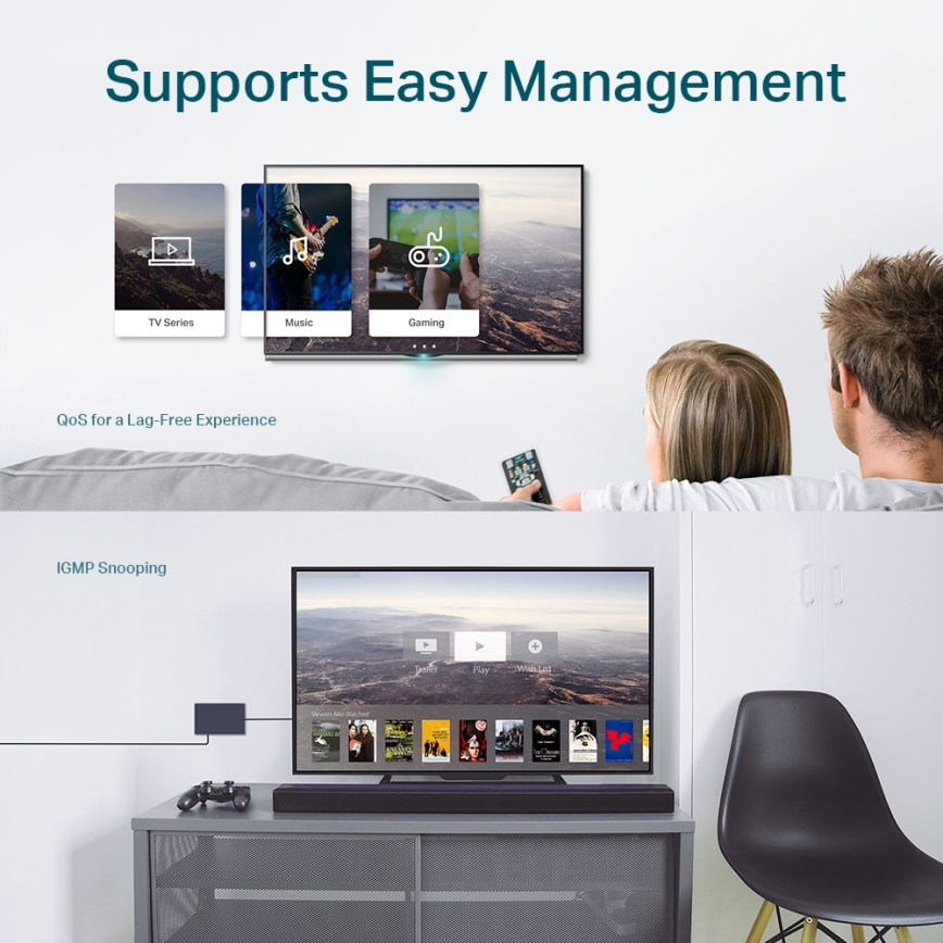 TP-Link - 5-porttinen gigabitin Easy Smart -kytkin