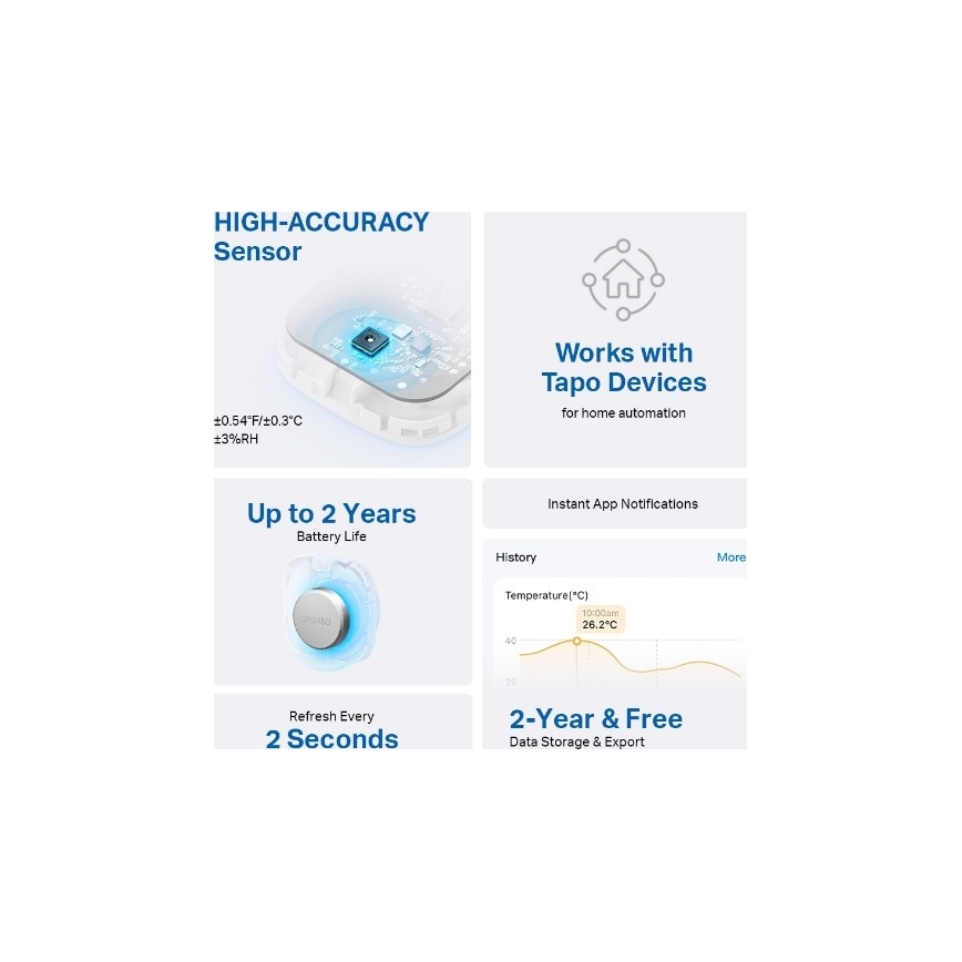 TP-Link - Älykäs lämpötila- ja kosteusanturi 1xCR2450