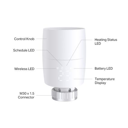 TP-Link - Älykäs termostaattinen patteriventtiilin pää LCD-näytöllä 2xAA Tuya