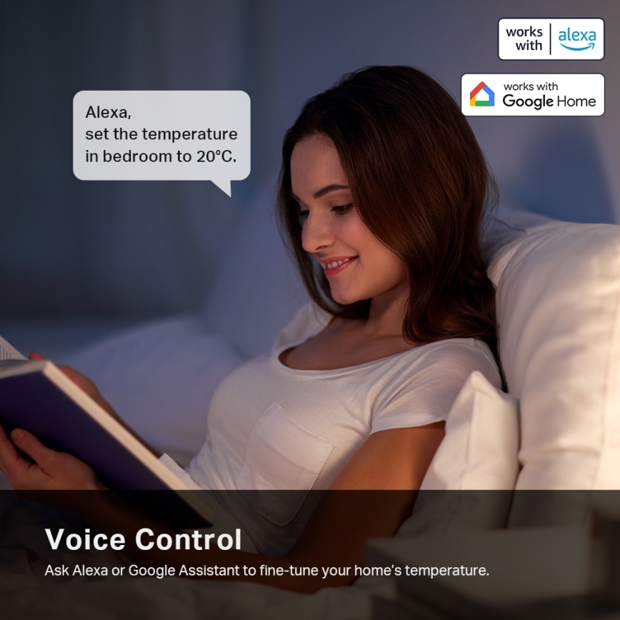 TP-Link - Älykäs termostaattinen patteriventtiilin säätöpää LCD-näytöllä 2xAA Tuya