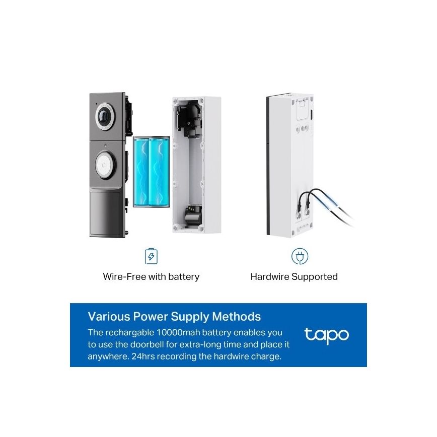 TP-Link - Älykäs video-ovikello 2K 10000 mAh IP66 Wi-Fi Tuya