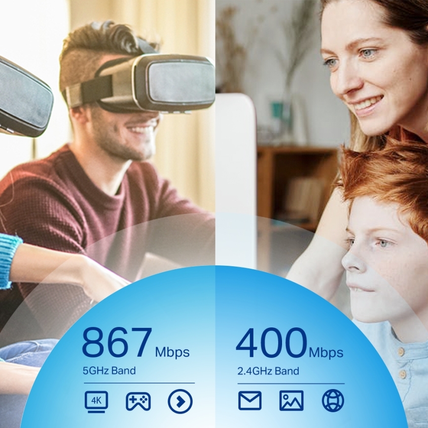 TP-Link - Langaton USB-verkkosovitin antenneilla ja korkealla vahvistuksella Archer T4U Plus Wi-Fi