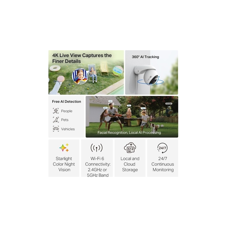 TP-Link - Ulkokamera anturilla, IP66, Wi-Fi