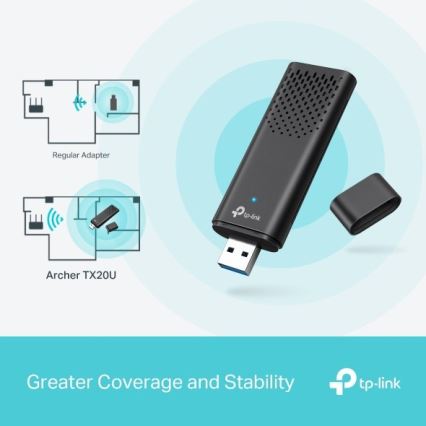 TP-Link - Kaksikaistainen langaton USB-adapteri Wi-Fi 6:lla Archer TX20U