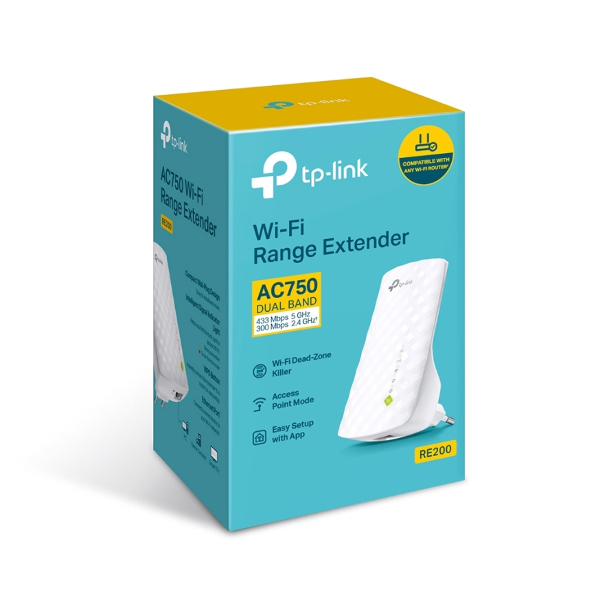TP-Link - Kaksikaistainen Wi-Fi 5 -laajennin RE200