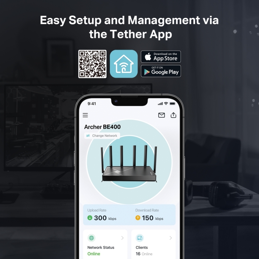 TP-Link - Kaksikaistainen Wi-Fi 7 -reititin Archer BE400