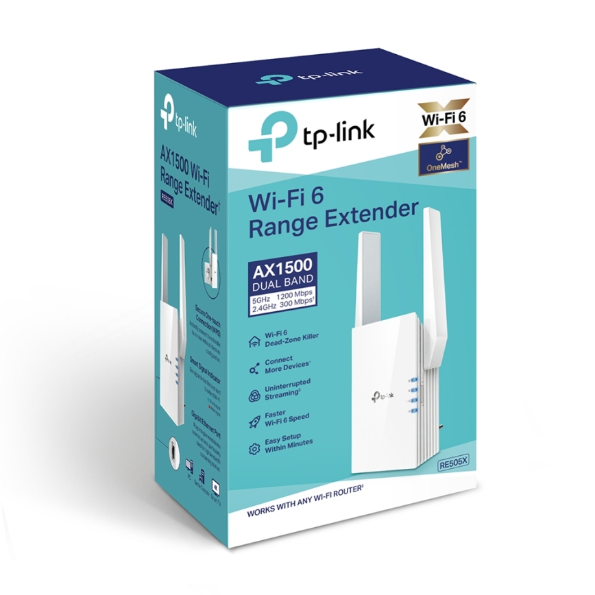 TP-Link - Kaksikaistainen Wi‑Fi 6 -verkon laajennin RE505X