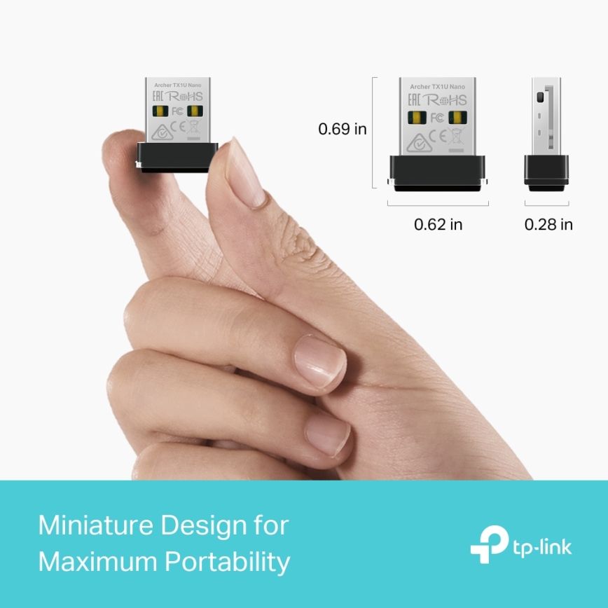 TP-Link - Langaton Wi-Fi 6 USB-nanoadapteri Archer TX1U Nano