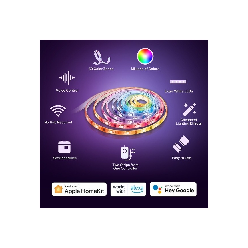 TP-Link - LED RGBW himmennettävä valonauha 5 m LED/24W/230V Wi-Fi