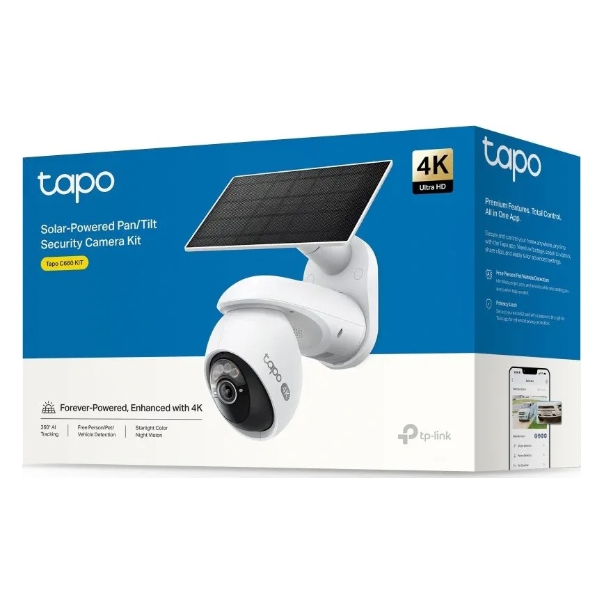TP-Link - Ulkokäyttöön tarkoitettu aurinkokamera liiketunnistimella, IP65, Wi-Fi