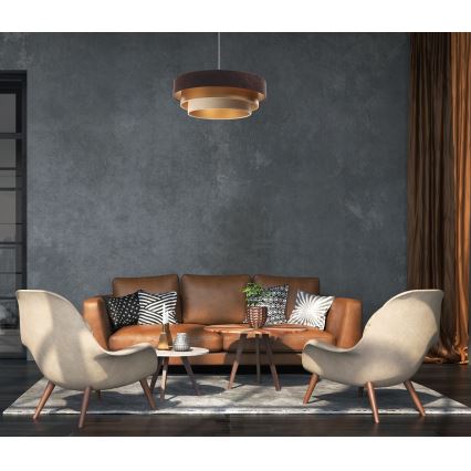 Riippuvalaisin TRINITI 1xE27/60W/230V ruskea/kulta/beige