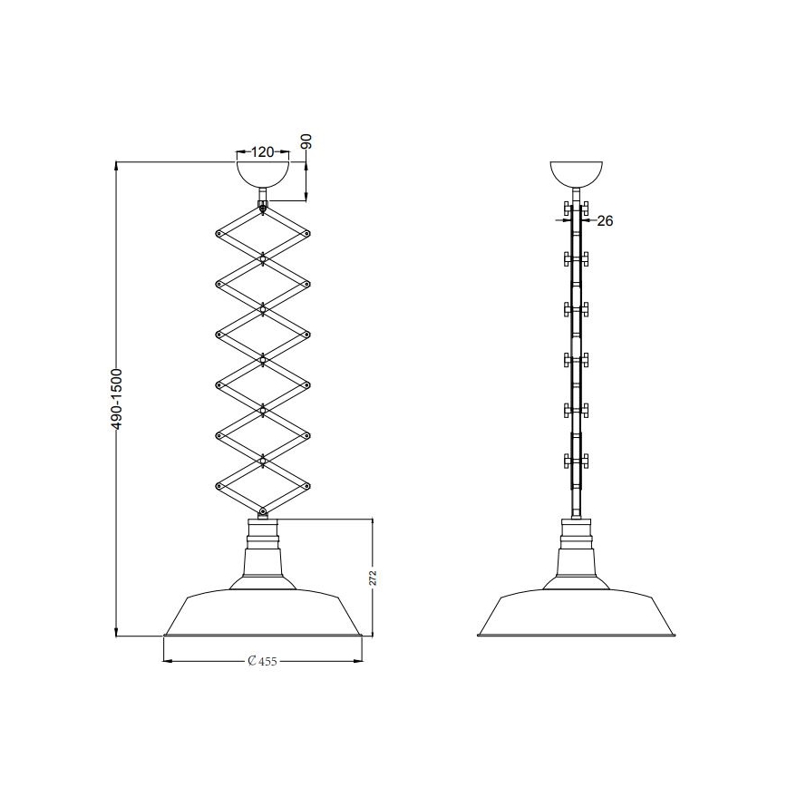 Trio - alas vedettävä kattovalo DETROIT 1xE27/42W/230V