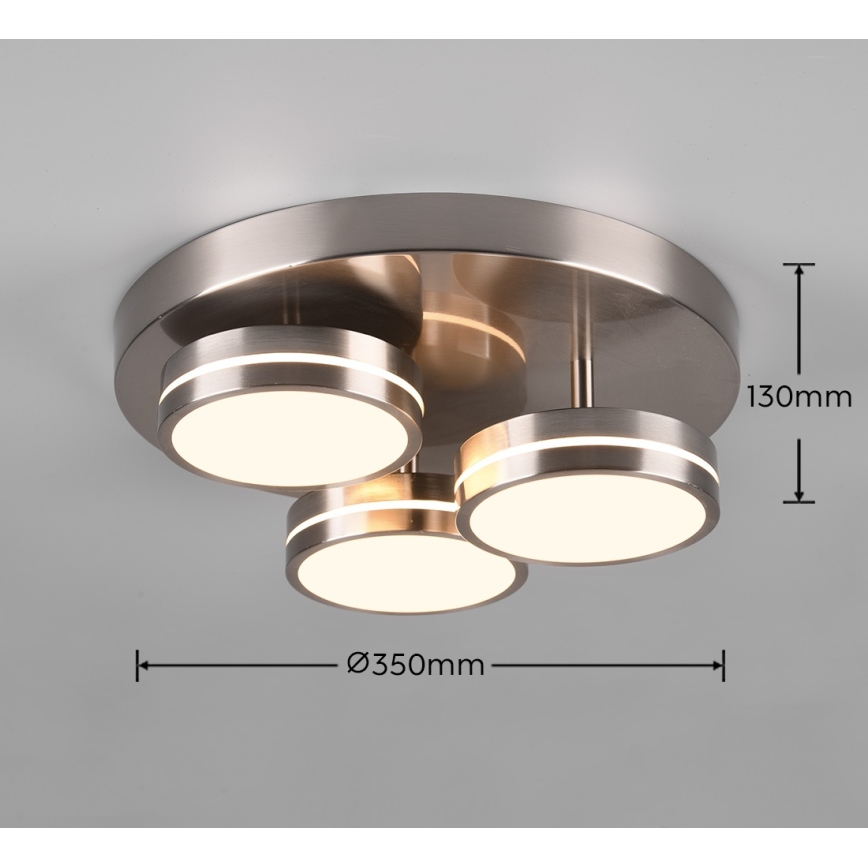Trio - himmennettävä LED-kattovalaisin FRANKLIN 3xLED/8,5 W/230 V/3000 K Ø 35 cm mattakromi
