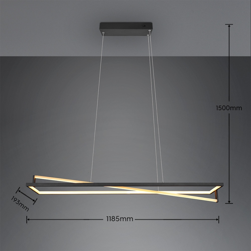 Trio - LED-himmennettävä riippuvalaisin kaapelilla EDGE LED/35W/230V 2300/3000/4000K musta/kulta