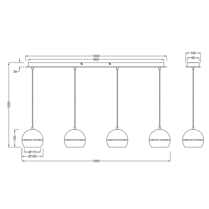 Trio - Kattokruunu johdossa FLETCHER 4xE14/40W/230V mattakromi