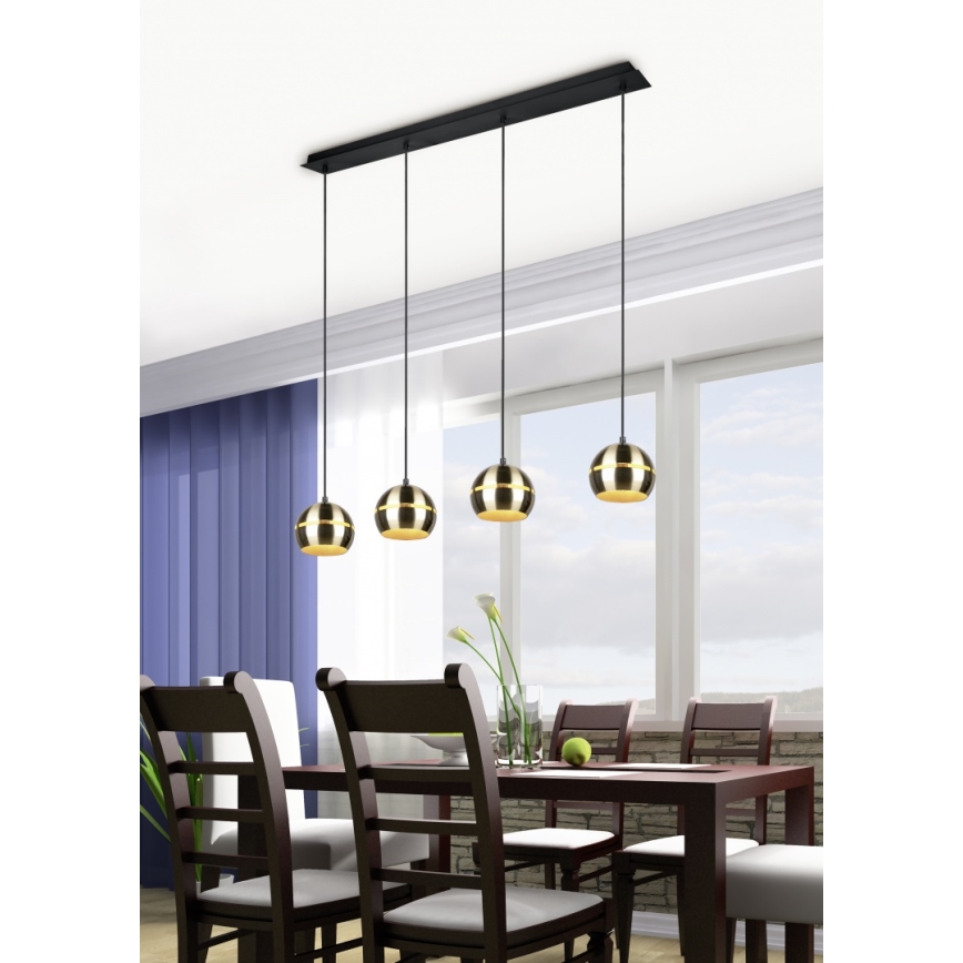 Trio - Kattokruunu johdossa FLETCHER 4xE14/40W/230V messinki