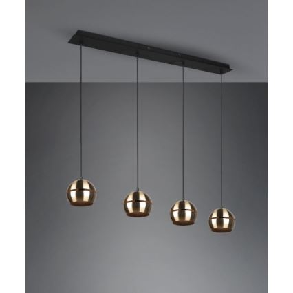 Trio - Kattokruunu johdossa FLETCHER 4xE14/40W/230V messinki