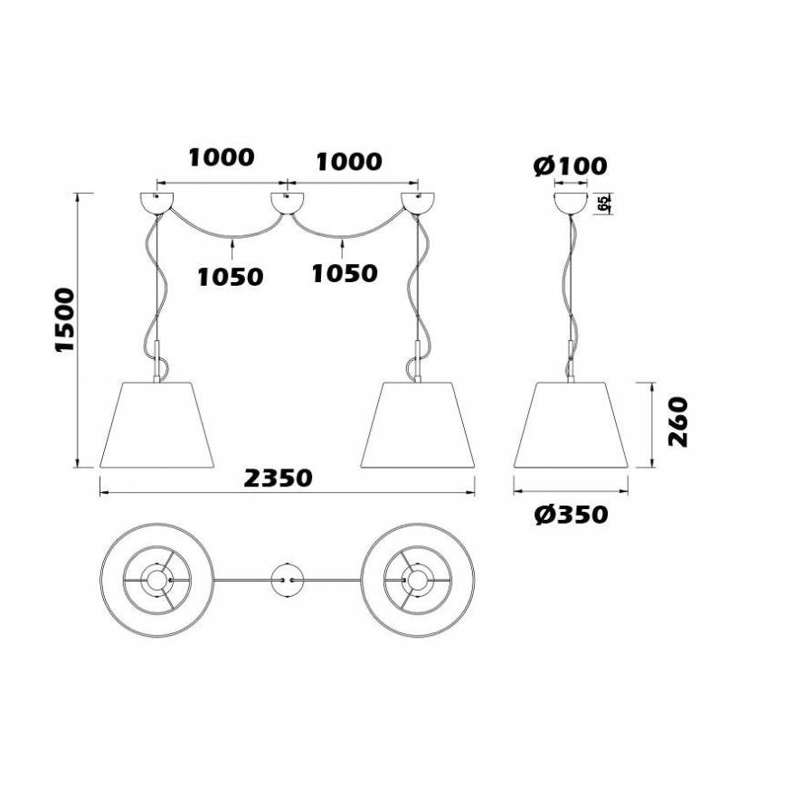 Trio - Kattokruunu narussa ANDREUS 2xE27 / 60W / 230V