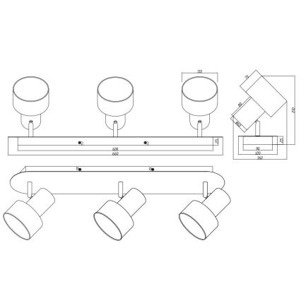 Trio - Kohdevalo WAILER 3xGU10/5W/230V mattakromi