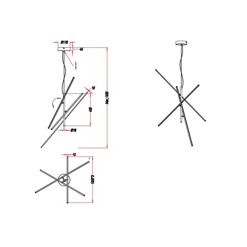 Trio - LED Himmennettävä kattokruunu johdossa TIRIAC 3xLED/8,5W/230V valkoinen