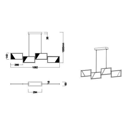 Trio - LED-himmennettävä kattokruunu nauhassa CAFU 4xLED/7W/230V