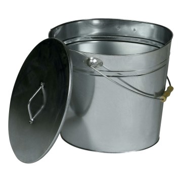 Tuhkaämpäri kannella 24 l kiiltävä kromi