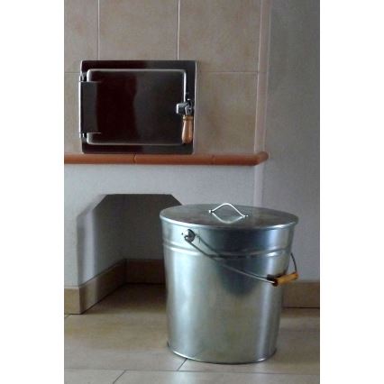 Tuhkaämpäri kannella 24 l kiiltävä kromi